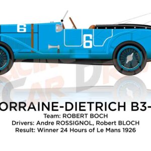 Lorraine-Dietrich B3-6 n.6 winner 24 Hours of Le Mans 1926
