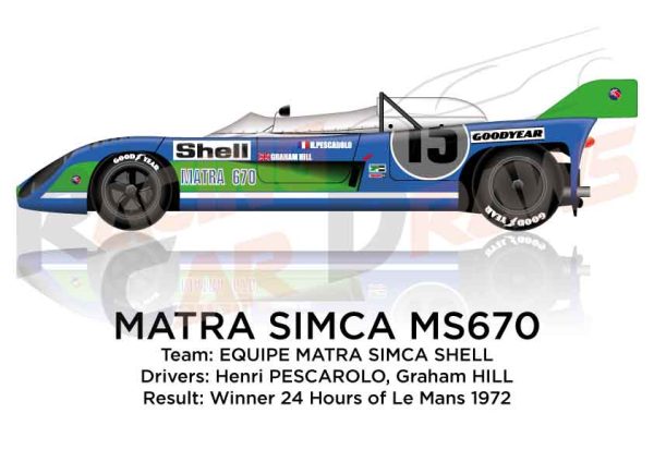 Matra Simca MS 670 n.15 winner 24 Hours of Le Mans 1972