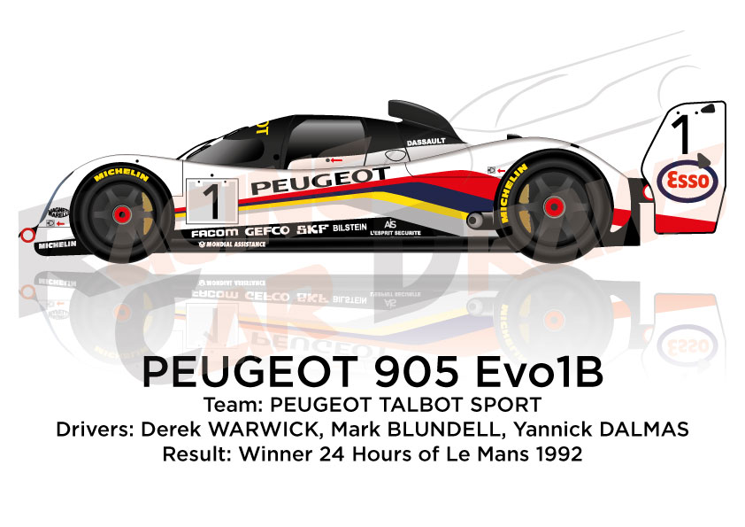 24 Stunden Le Mans Pin 1992 Peugeout 905 EVO 1B Maße 40x22mm 