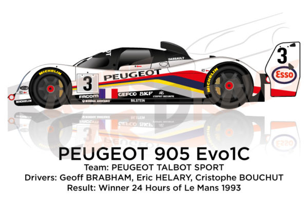 Peugeot 905 Evo1C n.3 Winner 24 Hours of Le Mans 1993