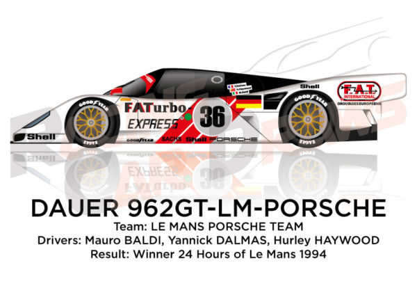 Porsche Dauer 962 GT LM n.36 winner 24 Hours of Le Mans 1994
