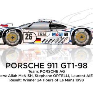 Porsche 911 GT1-98 n.26 Winner 24 Hours of Le Mans 1998