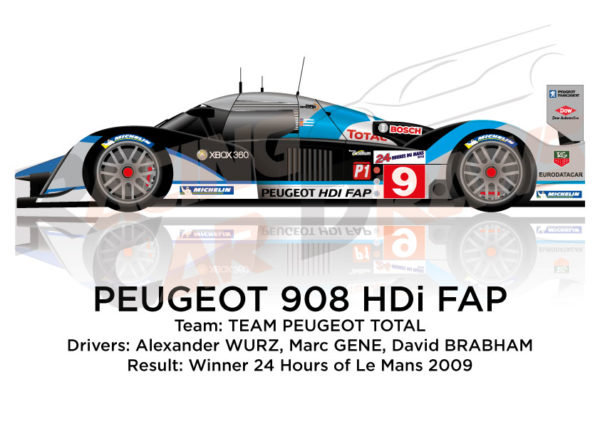Peugeot 908 HDI FAP n.9 Winner 24 hours of Le Mans 2009