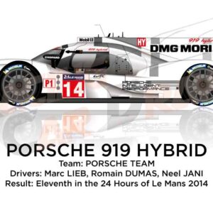 Porsche 919 hybrid n.14 eleventh at the 24 Hours of Le Mans 2014