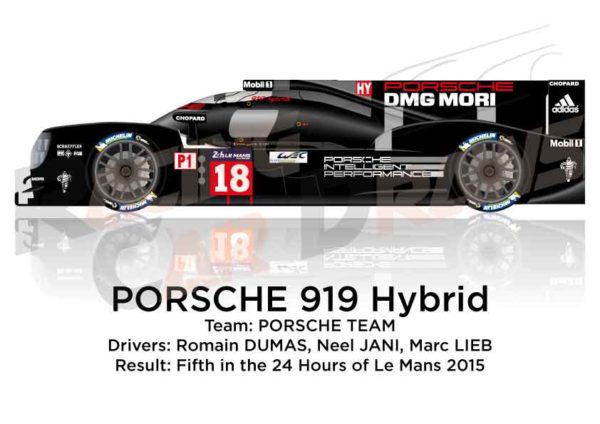 Porsche 919 hybrid n.18 fifth at the 24 hours of Le Mans 2015