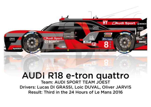 Audi R18 e-tron quattro n.8 third in the 24 Hours of Le Mans 2016