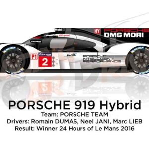 Porsche 919 hybrid n.2 Winner 24 Hours of Le Mans 2016