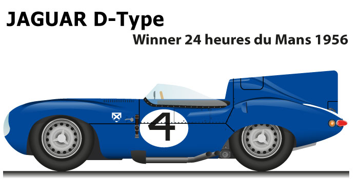 Jaguar D-Type n.4 winner 24 Hours of Le Mans 1956 with Flockhart and Sanderson