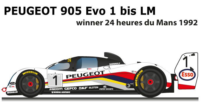Peugeot 905 Evo 1 bis LM n.1 Winner 24 Hours of Le Mans 1992