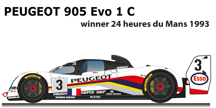 1:43 scale Vitesse Peugeot 905 Sports Car 1993 Le Mans 24 Hours Winners with dirt effect paint work