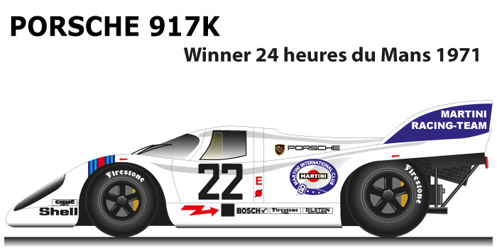 Porsche 917 K n.22 winner 24 Hours of Le Mans 1971 with Marko and van Lennep