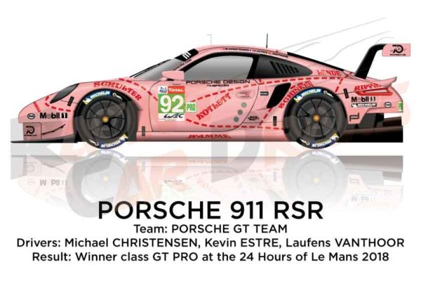 Porsche 911 RSR n.92 winner class GTE PRO 24 Hours of Le Mans 2018