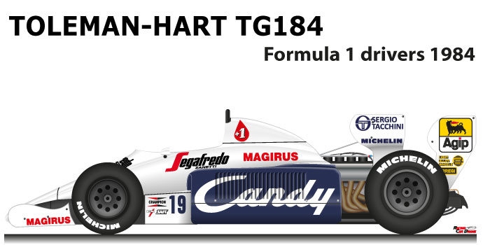 Toleman - Hart TG184 n.19 ninth Formula 1 World Champion with Senna