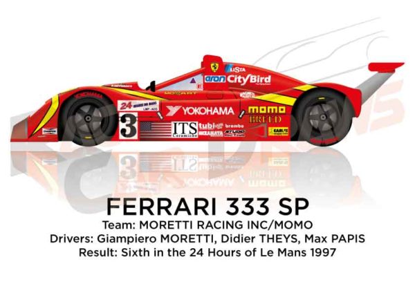 Ferrari 333 SP n.3 sixth in the 24 Hours of Le Mans 1997