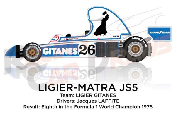 Ligier - Matra JS5 n.5 eighth in the Formula 1 World Champion 1976