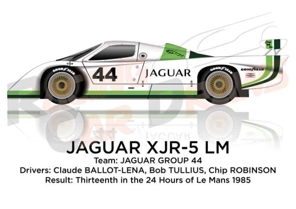 Jaguar XJR-5 LM n.44 thirteenth in the 24 Hours of Le Mans 1985