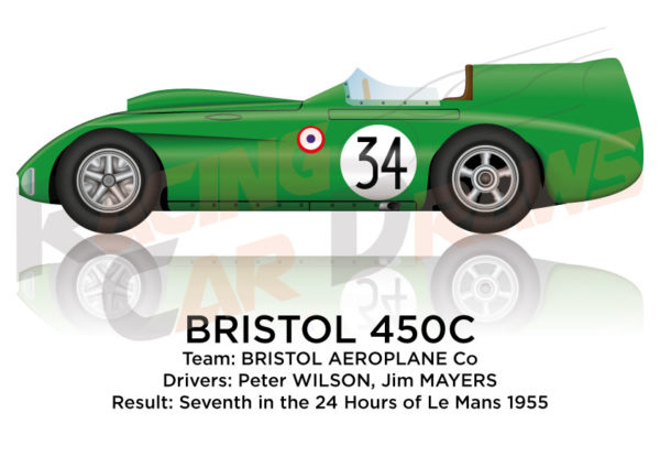 Bristol 450C n.34 seventh in the 24 Hours of Le Mans 1955