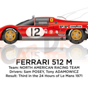 Ferrari 512 M n.12 third in the 24 Hours of Le Mans 1971