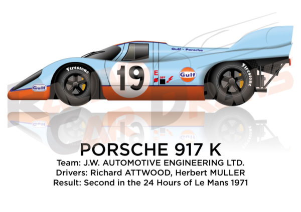 Porsche 917 K n.19 second in the 24 Hours of Le Mans 1971