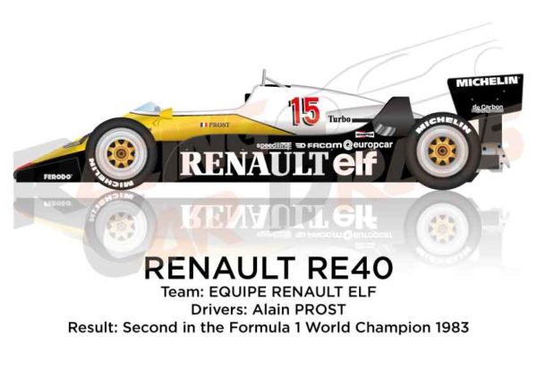 Renault RE40 n.15 second in the Formula 1 World Champion 1983