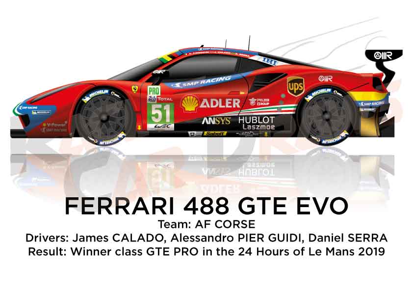 Ferrari 488 GTE EVO n.51 winner GTE PRO 24 Hours of Le Mans 2019