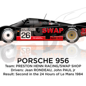 Porsche 956 n.26 second in the 24 Hours of Le Mans 1984