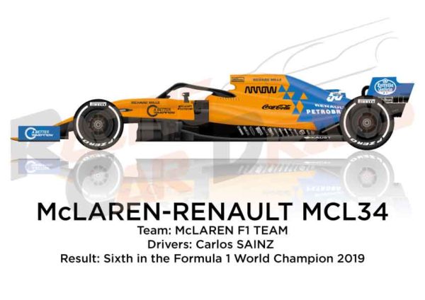 McLaren - Renault MCL34 n.55 sixth in the Formula 1 2019