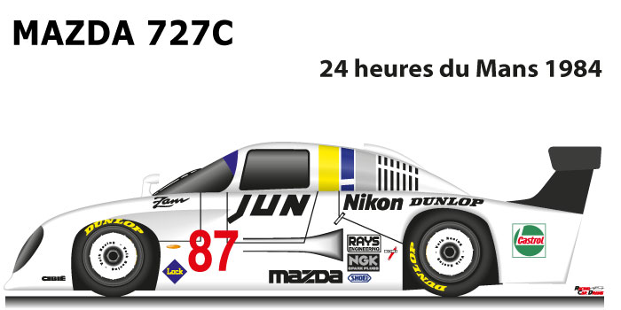 Mazda 727c n.87 fifteenth in th 24 Hours of Le Mans 1984