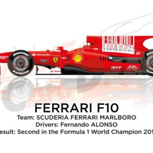 Ferrari F10 n.8 second in the Formula 1 World Champion 2010