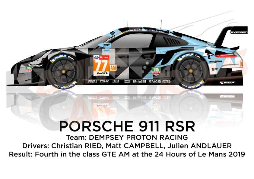 Porsche 911 RSR n.77 fourth in class GTE AM 24 Hours of Le Mans 2019