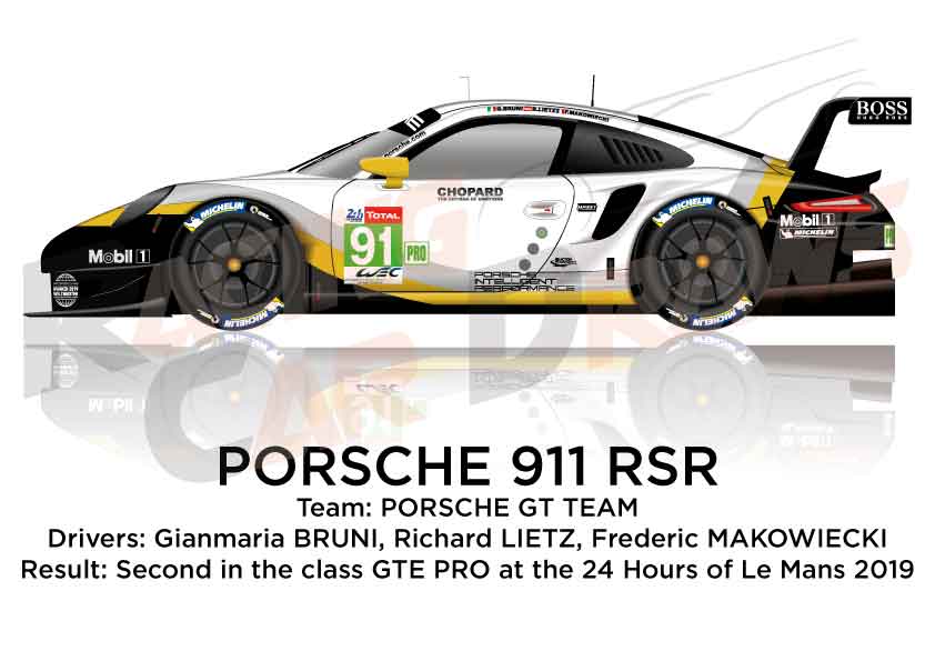 Porsche 911 RSR n.91 second class GTE PRO 24 Hours of Le Mans 2019