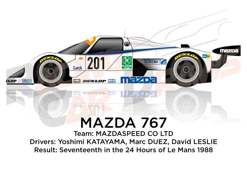 Image Mazda 767 n.201 seventeenth in the 24 hours of Le Mans 1988