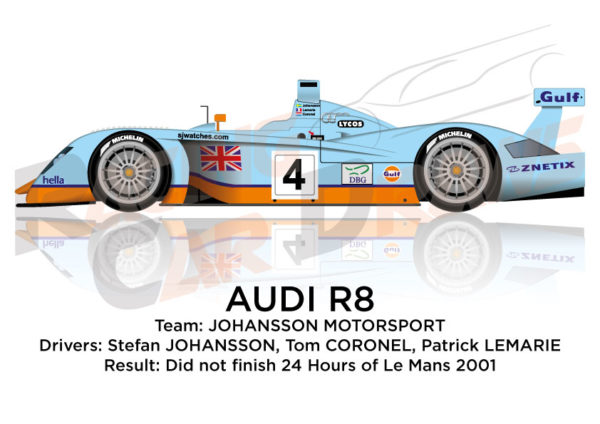 Audi R8 n.4 did not finish in the 24 hours of Le Mans 2001
