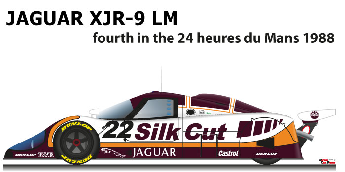 Jaguar XJR-9 LM n.22 fourth in the 24 Hours of Le Mans 1988