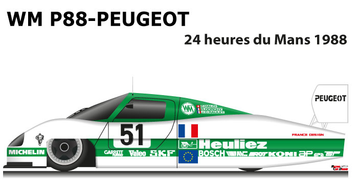 WM P88 - Peugeot n.51 Did not finish in the 24 hours of Le Mans 1988