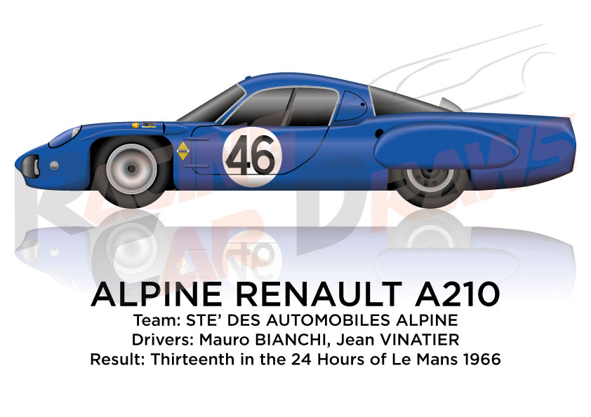 Alpine Renault A210 n.46 thirteenth in the 24 Hours of Le Mans 1966