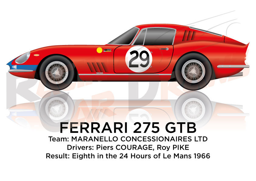 Ferrari 275 GTB n.29 eighth in the 24 Hours of Le Mans 1966