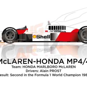 McLaren Honda MP4/4 n.11 second in the Formula 1 World Champion 1988