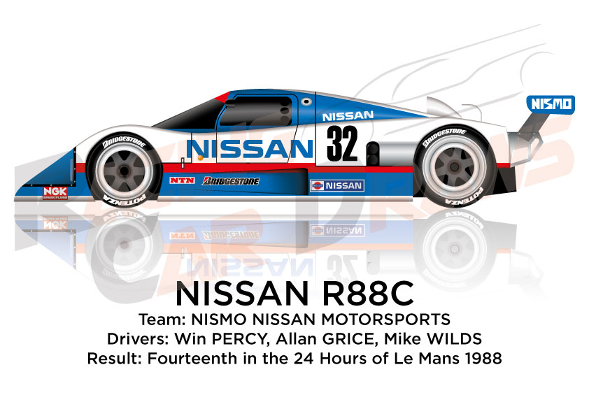 Image Nissan R88C n.32 fourteenth in the 24 Hours of Le Mans 1988