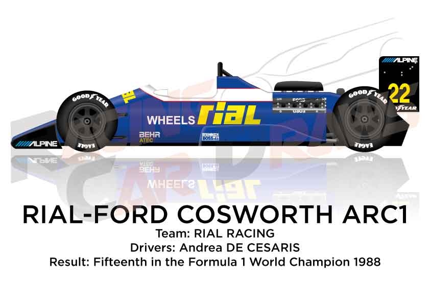 Rial - Ford Cosworth ARC1 n.22 fifteenth in the Formula 1 World Champion 1988