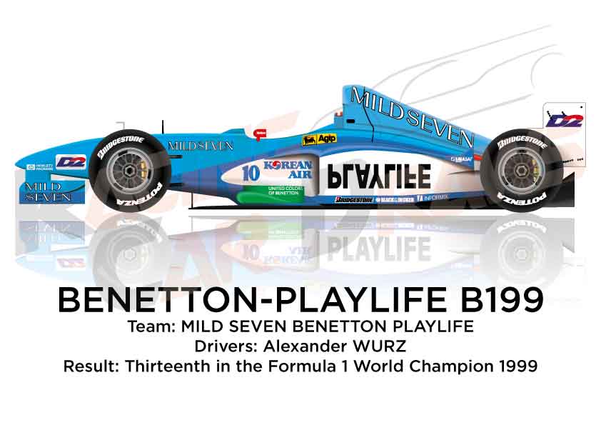 Benetton - Playlife B199 n.10 thirteenth in the Formula 1 World Champion 1999