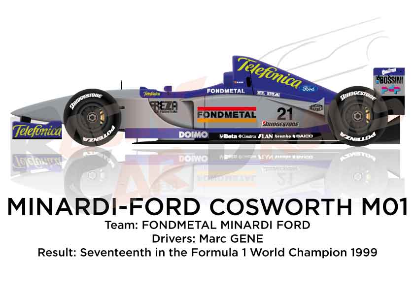Minardi - Ford Cosworth M01 n.21 seventeenth in the Formula 1 World Champion 1999