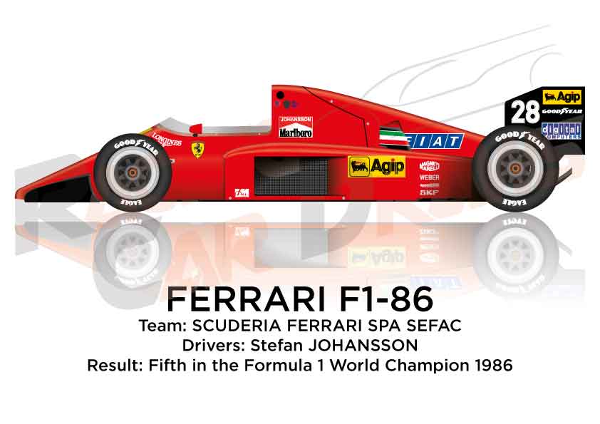 Ferrari F1-86 n.28 fifth in the Formula 1 World Champion 1986