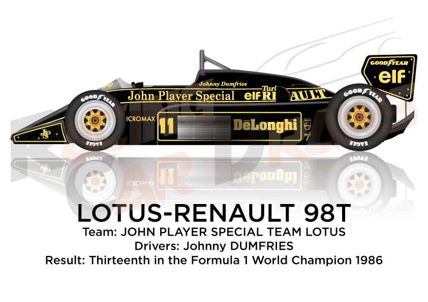 Lotus - Renault 98T n.11 thirteenth in the Formula 1 World Champion 1986