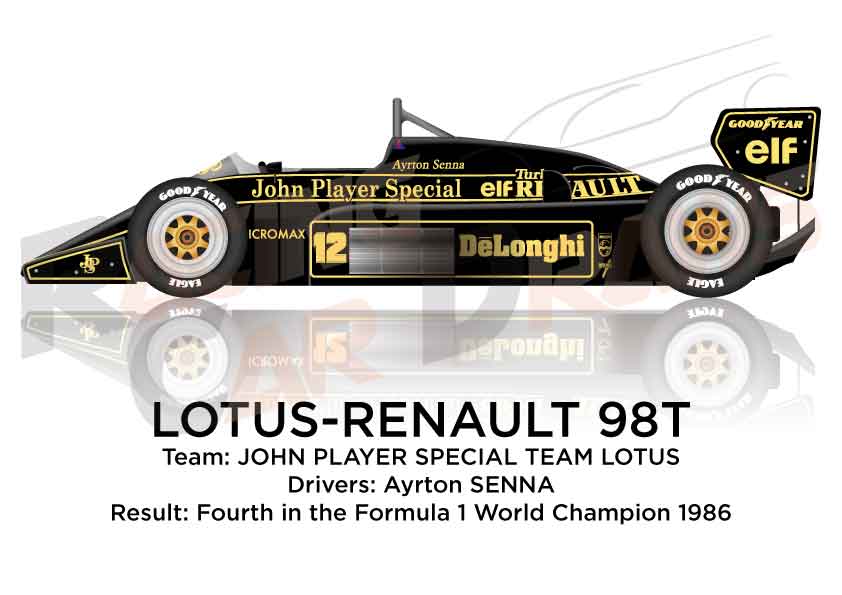 Lotus - Renault 98T n.12 fourth in the Formula 1 World Champion 1986