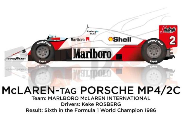 McLaren - Tag Porsche MP4/2C n.2 sixth in the Formula 1 World Champion 1986