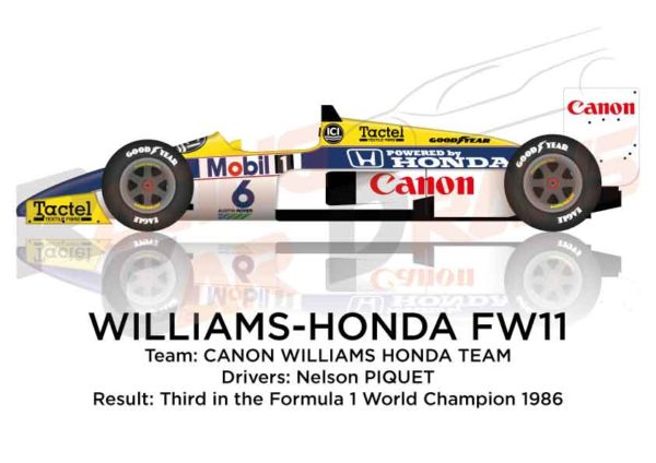 Williams - Honda FW11 n.6 third in the Formula 1 World Champion 1986