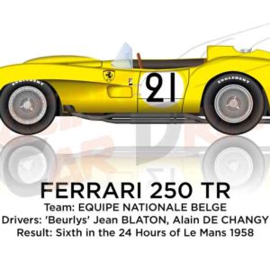 Ferrari 250 TR n.21 sixth in the 24 Hours of Le Mans 1958