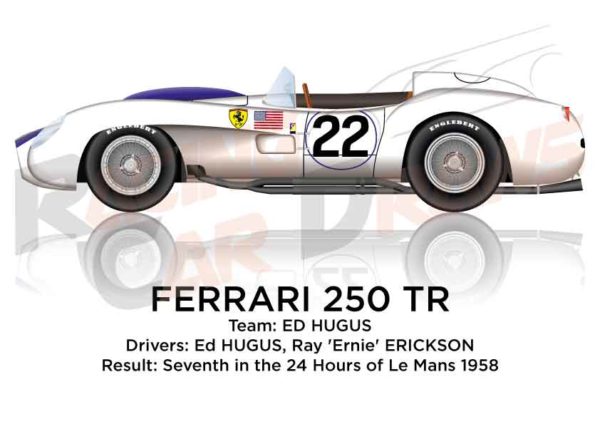 Ferrari 250 TR n.22 seventh in the 24 Hours of Le Mans 1958