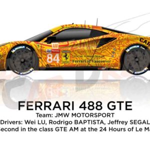 Ferrari 488 GTE n.84 thirty-second in the 24 Hours of Le Mans 2019